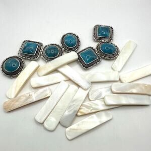 Jewelry Making Supplies Mother of Pearl Stretch Bracelet Faux Turquoise Craft